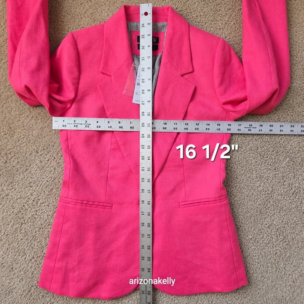 NWT J. Crew Linen Parke Blazer in Stretch Linen Blend *PINK*  00 Vivid Begonia - Picture 9 of 11